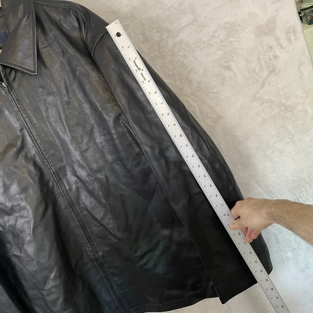 Vtg GAP Leather Jacket Mens XL Quilted Moto Biker Bomber Y2K 2002 EXCELLENT*